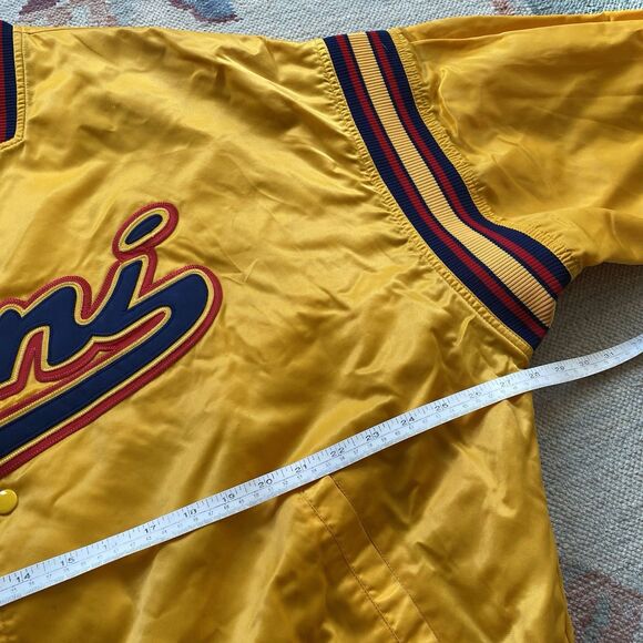 Vintage 90s Karl Kani Satin Jacket XXL Yellow Baseball Varsity Rap Hip Hop 2XL - Picture 9 of 11